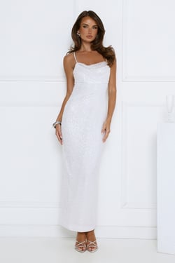 The Shine Collective Sequin Maxi Dress White