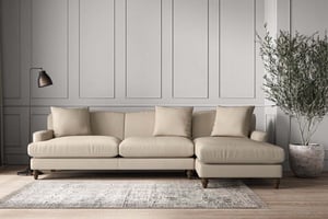 nkuku Deni Right Hand Chaise Sofa | Make To Order | Grand | Recycled Cotton Stone