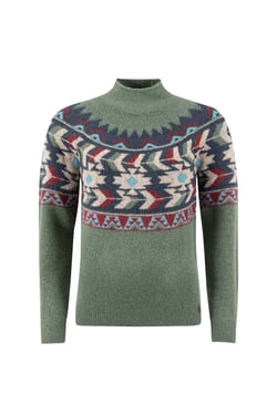 Weird Fish Arelia Ikat Knitted Jumper Army Green Size 8
