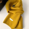 100% Wool Solid-Color Woven Scarf - Mustard / One Size