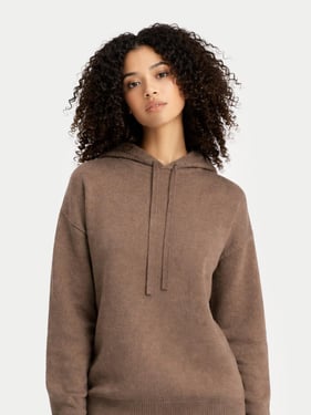 Organic Color Cashmere Pullover Hoodie - XL / taupe / WK796-0057/0002