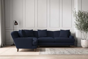 nkuku Deni Large Left Hand Corner Sofa | Make To Order | Brera Linen Indigo | No Colour