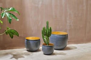 nkuku Tembesi Etched Planter | Vases & Planters | Medium | Antique Black & Brass