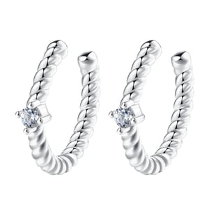 Gemstone Twist Ear Cuff Sterling Silver