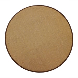 Sisal Natural with Dark Brown Border Rug - 200cm Dia Circle