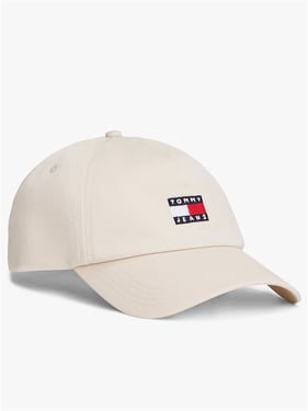 Tommy Jeans Heritage Logo Twill Baseball Cap - Newsprint Beige - One
