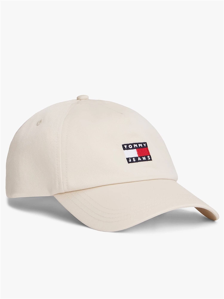 Tommy Jeans Heritage Logo Twill Baseball Cap - Newsprint Beige - One