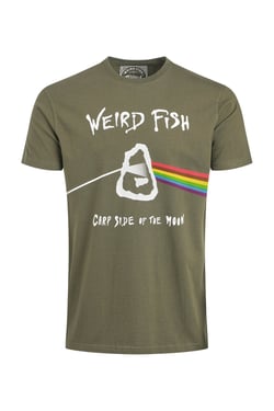 Weird Fish Carp Side Front Print Artist T-Shirt Deep Lichen Green Size XL