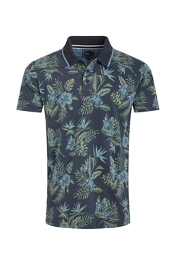 Weird Fish Sarat Organic Cotton Printed Polo Shirt Navy Size S