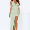 Coconut Sips Halter Maxi Dress Green