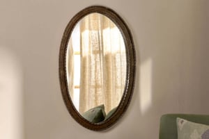 nkuku Drishti Oval Iron Mirror | Mirrors | Small | Antique Black