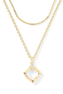 Joelle Gold Multi Strand Necklace Ivory Mother Of Pearl