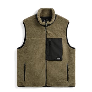 Taion Mountain W-Zip Boa Hi Neck Vest Dark Beige / Black
