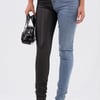 AKIRA Flex Fit Extreme Stretch Half And Half PU High Waist Skinny Jean | Black | Size 29