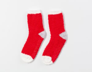 QE Home Non Slip Lounge Socks in Red
