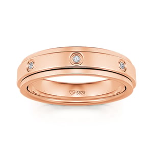 Jeulia Rotatable Round Cut Sterling Silver Spinner Women's Band