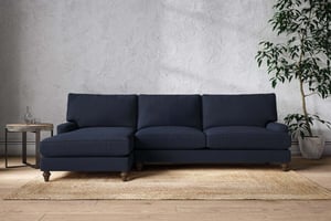 nkuku Marri Left Hand Chaise Sofa | Make To Order | Grand | Brera Linen Indigo