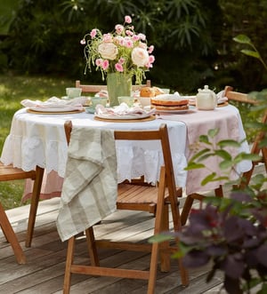 White Bonnie Broderie Cotton Linen Tablecloth