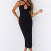 Beachside Town Halter Midi Dress Black