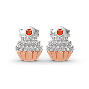 Jeulia "Sweet Secrets" Cupcake Design Sterling Silver Stud Earrings