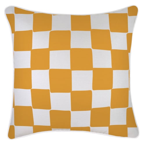 Cushion Cover-With Piping-Check Gold White-45cm x 45cm