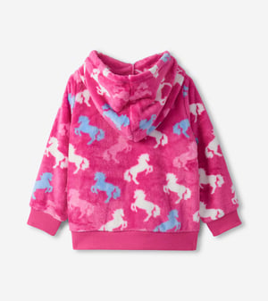 Girls Beautiful Horses Fleece Zip-Up Hoodie
