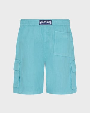 Vilebrequin - Men Linen Bermuda Shorts Cargo Pockets - Bermuda - Baie - Purple - Size XXXL