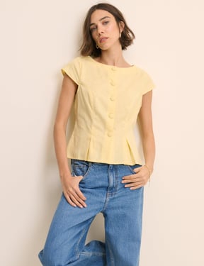 Butter Yellow Tailored Pleated Blouse