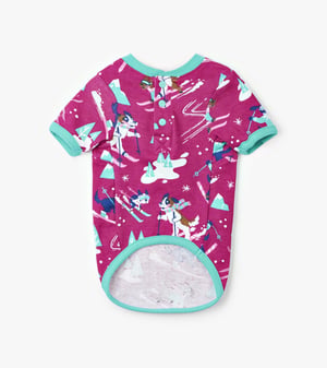 Retro Ski Dogs Pink Dog Tee