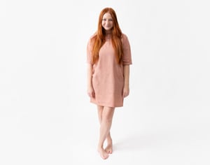 QE Home Linen Blend Lounge Tunic in Clay, Beige, Large