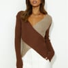 Stylish Winter Knit Top Brown