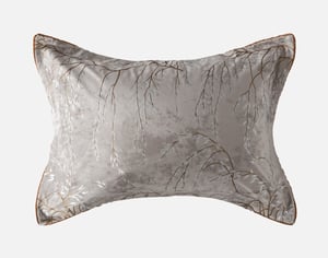 QE Home Luxembourg Velvet Pillow Sham, Botanical, Grey, King