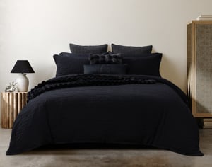QE Home Jetset Black Duvet Cover, Cotton, Geometric, King