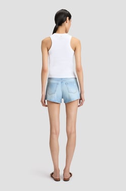 Victoria Beckham Distressed Shorts In Light Blue Wash - 32 - Womens
