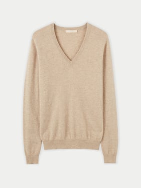 Organic Color Essential Cashmere V-Neck Sweater - 2XL / warm grey / WK02-1000