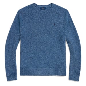 Polo Ralph Lauren Speckled Wool Blend Crew Neck Jumper Chambray Blue Donegal