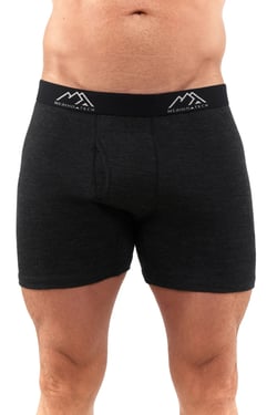 Men's Merino Boxers 190 Brief Heathered Black (2 Pack) - XXL