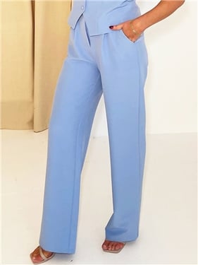 Girl In Mind Jo Pleat Detail Tailored Trouser - Sky Blue - 16