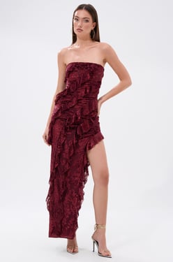 AKIRA Where We Goin Velvet Burnout Midi Dress | Size XL