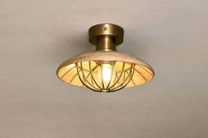 nkuku Chakai Wood & Metal Flush Ceiling Light | Lights | One Size | Natural