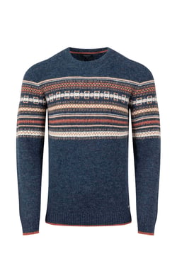 Weird Fish Orson Fair Isle Crew Neck Jumper Midnight Size XL