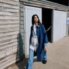 Navy Gingham Trim Trench Coat