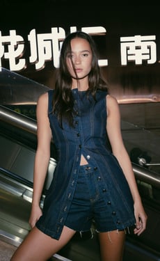 Heath Mini Dress (Navy Blue Denim) - US 8
