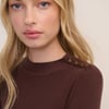 Brown Ribbed Knitted Mock Neck Top