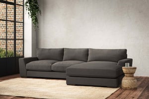 nkuku Guddu Right Hand Chaise Sofa | Make To Order | Medium | Brera Linen Granite