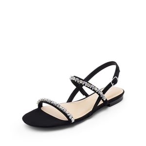 DREAM PAIRS Women   s Rhinestone Flat Summer Sandals