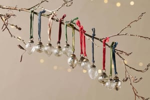 nkuku Dew Drop Baubles Set Of 12 | Christmas Decorations | Silver/Clear | 3 cm