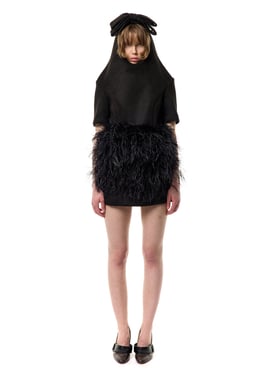 NEOPRENE FEATHER BOW DRESS - XL
