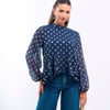 Navy Foil Ruffle Blouse - 18