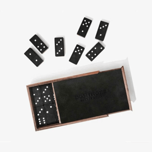 Handcrafted Leather Domino Set - Black
